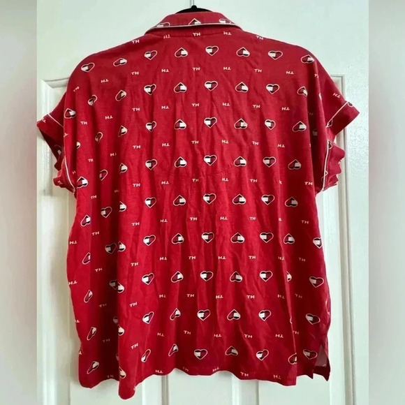 Tommy Hilfiger Hearts Valentines Button Down Sleep Shirt Small Preppy Comfy Cute - Picture 8 of 12